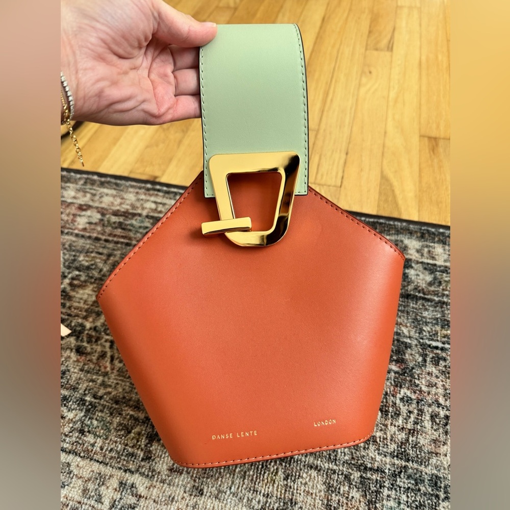 Danse Lente Two-Tone Leather Handbag in Rust and Sage